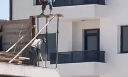 İnşaat işçilerinin tehlikeli çalışması kameraya yansıdı