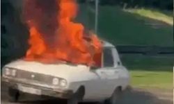 Mersin'den geldi, TBMM önünde aracını yaktı