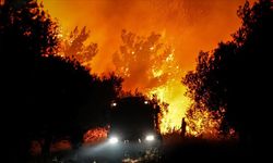 Çanakkale'de çıkan orman yangının içinde kalan arazöz ekibin görüntüleri ortaya çıktı