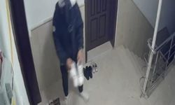 Kapı önündeki ayakkabıyı çalan kurye kameraya yansıdı