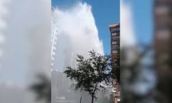Şanlıurfa'da boru patladı, su metrelerce yükseğe fışkırdı
