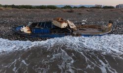 Caretta cerattaların yuvalama alanındaki kıyıya batık tekne vurdu