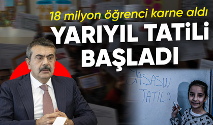 Yaklaşık 18 milyon öğrenci karnelerini alarak yarıyıl tatiline girdi