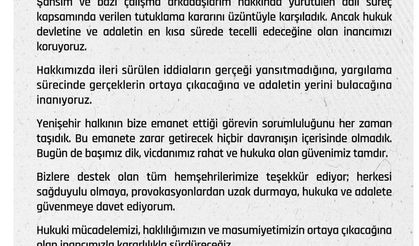 Özyiğit’ten Tutukluluğu Sonrası İlk Mesaj: “Başımız Dik, Vicdanımız Rahat”