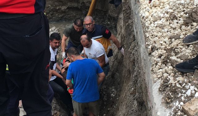 Üzerine beton blok yıkılan işçi yaralandı