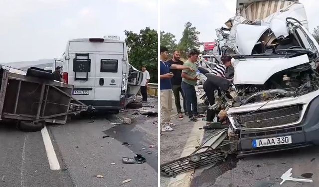 Karavan minibüs kamyonete çarptı: 1 ölü, 1 yaralı