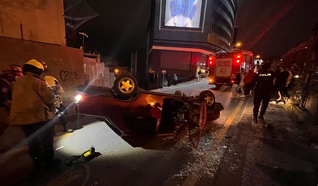 Çaldığı otomobille takla attı!