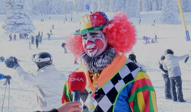 ‘Beyaz cennet’te palyaço hem kaydı hem eğlendirdi