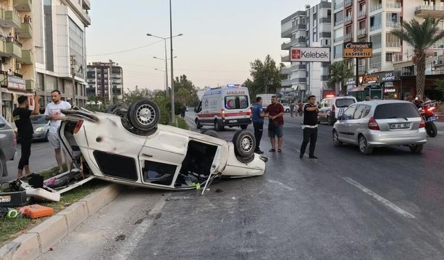 Çekicinin çarptığı otomobil ters döndü: Anne ve kızı yaralandı