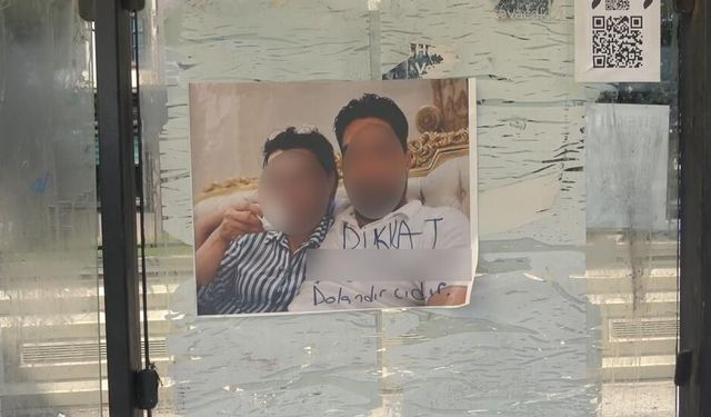 Otobüs durağına asılan "Dikkat, dolandırıcıdır" yazılı fotoğraf karesi görenleri şaşırttı
