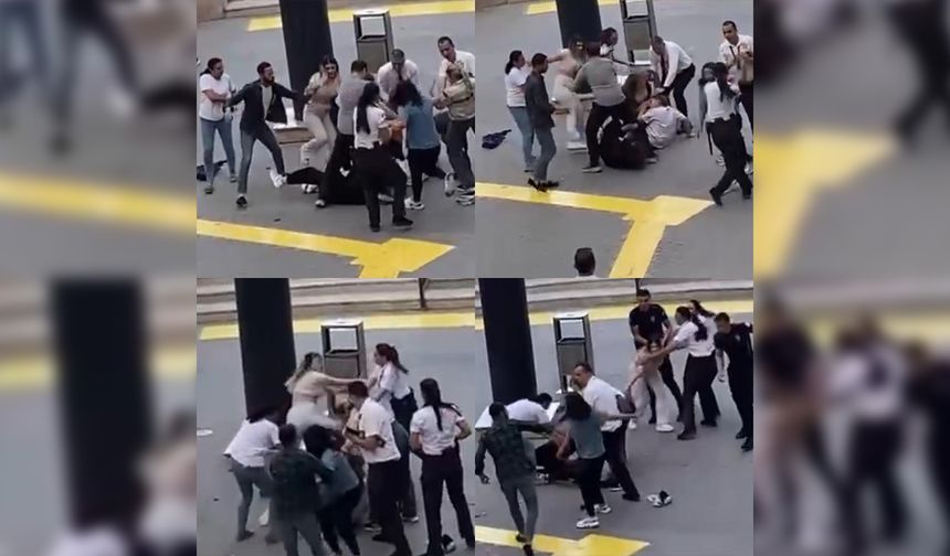Mersin'de AVM önünde tekmeler yumruklar havada uçuştu!
