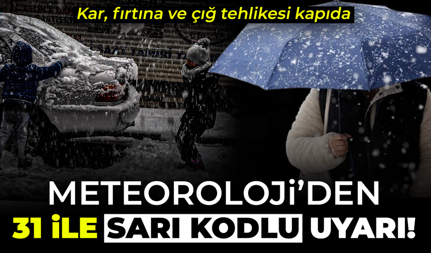 Meteoroloji’den 31 ile sarı kodlu uyarı: Kar, fırtına ve çığ tehlikesi kapıda
