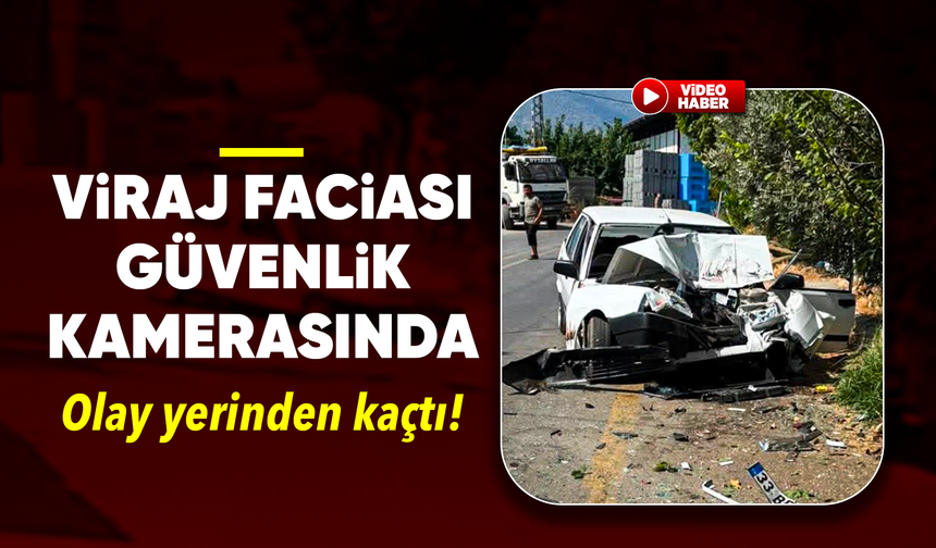 Virajı alamayan sürücünün park halindeki araca çarptığı anlar kamerada