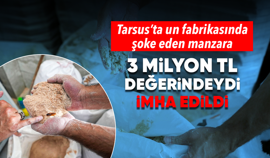 TARSUS BELEDİYESİ ZABITASINDAN UN FABRİKASINA SIKI DENETİM: 3 MİLYON TL DEĞERİNDE 30 TON BOZUK UN İMHA EDİLDİ
