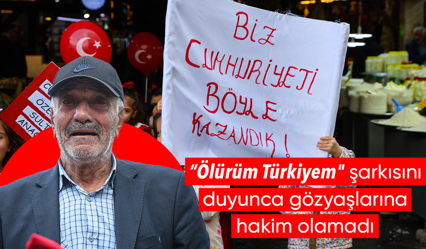 Anaokulu öğrencileri "Ölürüm Türkiyem" şarkısını söyledi, yaşlı adam gözyaşı döktü