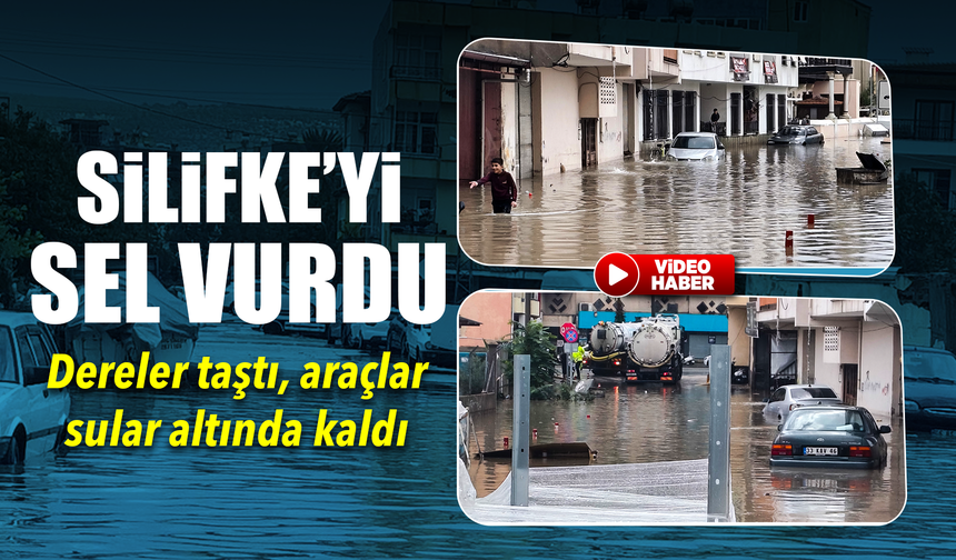 Silifke sele teslim: Dereler taştı, araçlar sular altında kaldı